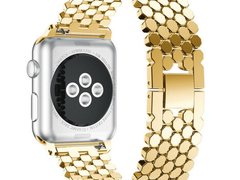 Curea iUni compatibila cu Apple Watch 1/2/3/4/5/6/7, 40mm, Jewelry, Otel Inoxidabil, Gold